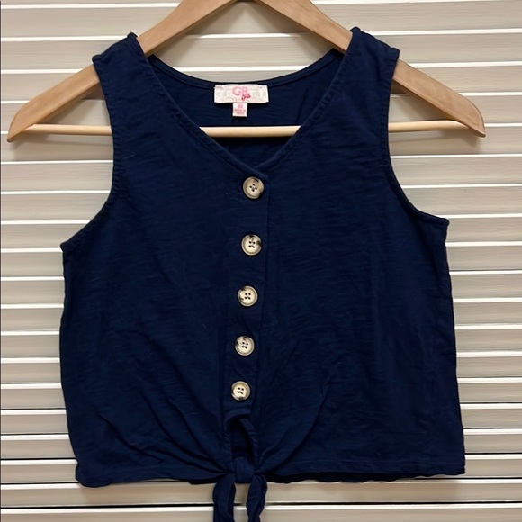 GB girls Button Down Tank in Blue, Size Medium, GUC - Picture 1 of 12